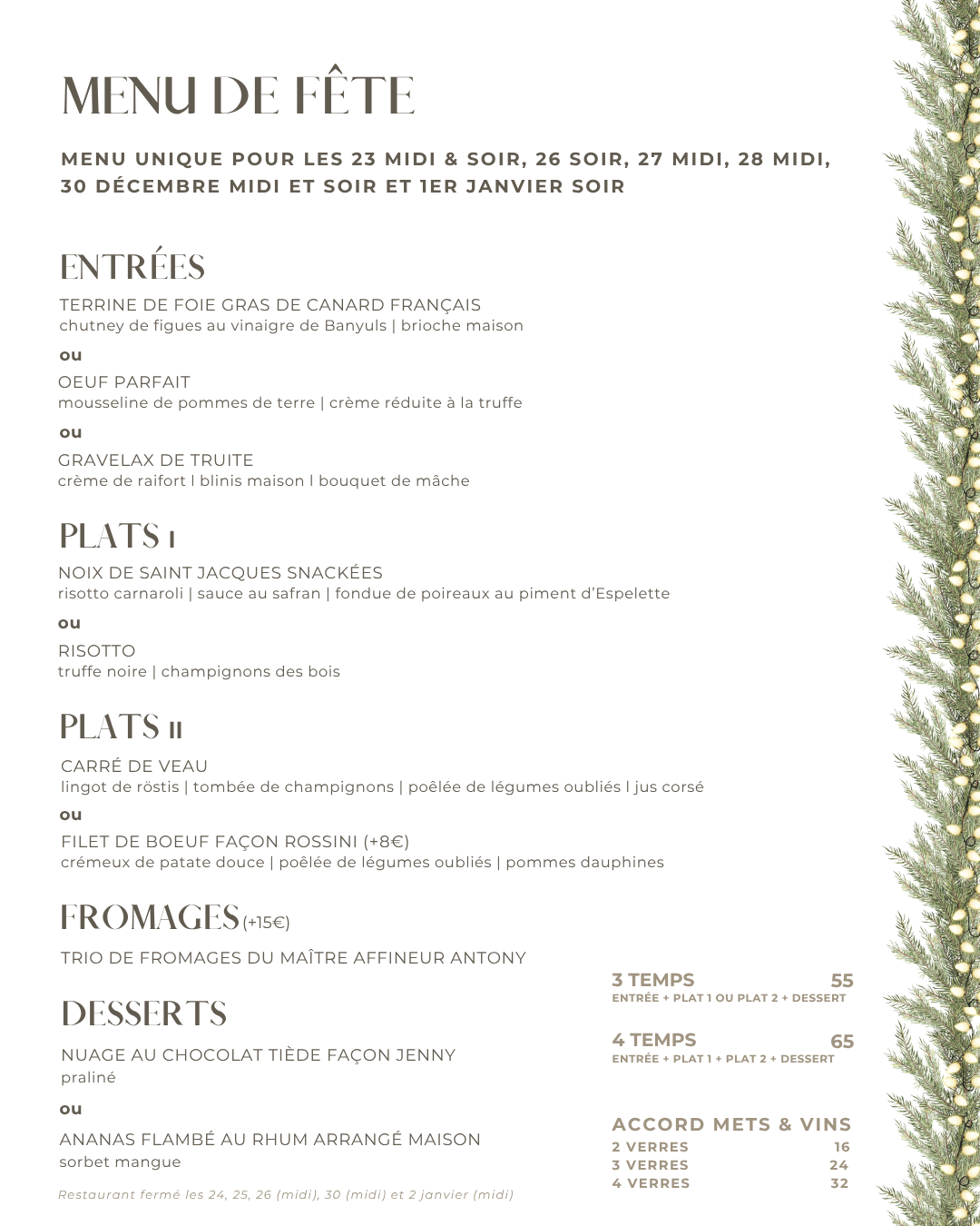 Le Menu de F&ecirc;te 2025 Brunstatt